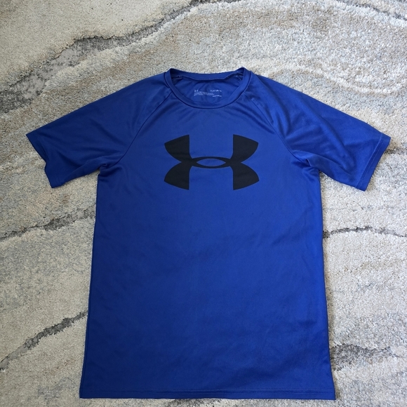 Boys Under Armour Dri-Fit Shirt Blue Black Size Large - Picture 2 of 3